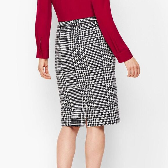 Talbots Houndstooth Skirt Size 14P Classic Ponte Fabric - Picture 2 of 12